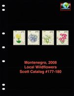 $7.25 Scott Value - 2008 MONTENEGRO Flowers East European Wildlife CV MNH NH UMM