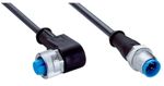 SICK Female 5 way M12, Right Angle to Male 3 way M12, Straight Connector Cable
