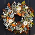 45CM Fall Wreath for Front Door Maple Leaf Pumpkin Wreath Thanksgiving Autumn uk