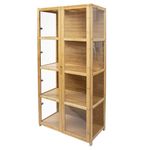 4-Tier Bamboo Display Case Figure Model Storage Cabinet Bookcase Collection Rack