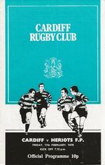 Cardiff RFC (Wales) v Heriots FP RFC (Scotland) (Match Cancelled) 17th Feb 1978