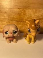 Authentic LPS Pair #1040 St Bernard Dog & #684 Pony Horse Snowflake Eyes Hasbro