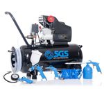 SGS 50L Air Compressor w/ Integrated Hose Reel & 5 Piece Tool Kit - 9.5CFM 2.5HP