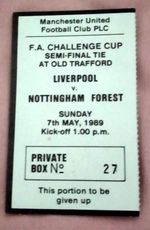 7-5-1989 FA Cup Semi Final Nottingham Forest v Liverpool Ticket Stub