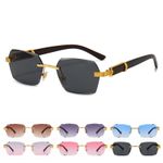 Stylish Hexagon Sunglasses Women Men Tinted Frameless Eyewear Sun Glasses Shades
