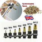 77x Rivet Nut Kit with Steel Rivet Tool Mandrels M3/M4/M5/M6/M8/M10/M12 Nut Set