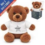 Personalised Dark Brown Teddy Bear Toy with T-shirt with Name in Star Design