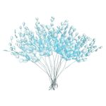 16 Pcs Acrylic Bead Drop Stems, Crystal Floral Picks Bouquets Flowers, Blue