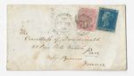GB 1860, QV 4d rose-carmin plate 9 + 2d Blue plate 7 cover to France feb 28 1859