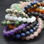 Large Hole (2mm) Round Beads & Pearls, 8mm, Various Stones, For Jewellery Making