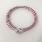 Pink Double-Leather Charm Bracelet PANDORA Mixed 35cm 