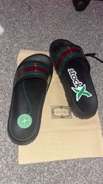 Gucci Men's Pool Slides Rubber Green/Red/Black, Size 7 EU 40