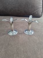 Pair Mid Century Opal Mons Beck Lily Candle Stick Holders