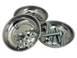 3pc Magnetic Parts Trays Stainless Steel 115mm 4" Round Dish Nuts Bolts Screws