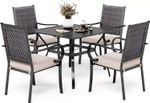 5Pcs Outdoor Furniture Patio Furniture Set Outdoor Dining Set w/ Umbrella Hole