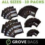 Grove Bags x10 All sizes Bundle Windowed Black - Smell Proof Terploc Technology