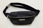 Michael Kors Black Logo Waist Fanny Pack Zip Closure Adjustable Nylon Strap 