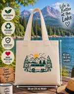 Reusable Eco-friendly Tote Bag Beige Scenic Print With Handle 38x42cm