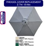 GARDEN PARASOL Canopy Cover replacement fabric 2.7m Premium 6 rib OnlinePARASOLS