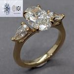 IGI Lab Grown 14K Solid Yellow Gold 3 TCW Oval Pear Cut Certified Diamond Ring