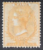 MALTA SG6 1867 QV 1/2d Orange-Brown, P14, Wmk CC, MLH