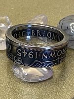 Silver UK Half Crown 1945 Coin Ring Size V. Ref 11