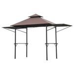 2.4 x 1.5 m 8 ft x 5 ft Grill Gazebo Canopy with Extendable Side Awnings Brown