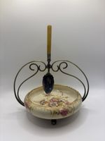 Antique Brass Gold Plated Service Dish With Spoon