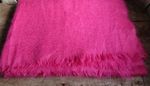 Vintage Plum & Ivory Bright Pink Mohair Blend Fringe Trim Blanket Throw 53"x 68"