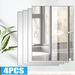 4 Pack 40x30cm HD  Mirror Self Adhesive Anti Shatter Wall Tiles for Home