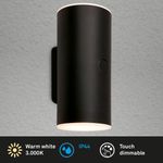 LED Outdoor Wall Light 6W 700lm 3000K IP44 USB-C Dimmable Up Down Lamp Black