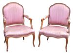 A Pair of Louis XV Style Beechwood Upholstered Armchairs