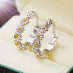 925 Sterling Silver Beautiful Daisy Hoop Earrings Women Girls Jewellery Gift UK