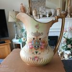 S F & Co Floral Blush Ivory Pitcher / Jug WICK Crown Devon 9" 