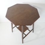Antique Arts and Crafts Liberty & Co. Octagonal Oak Side Table with paper label