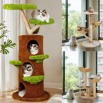 Large Willow Wood Cat Tree Climbing Tower Condo Clawing Post Floor Standing Home