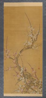 Japanese Hanging scroll Kakejiku ArtPainting Saishin Ryokuei Red and White Plums
