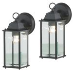 Litecraft Colone Wall Light Bevelled Glass Outdoor IP23 Lantern - Black - 2 Pack