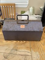 Vintage Rabone Chesterman Enox Metal Tool Box Blue Hammerite Made In England 14”