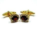 Natural Garnet Gemstone with Gold Plated 925 Sterling Silver Cufflink #2257