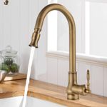 Antique Brass Kitchen Sink Mixer Taps Pull Out Head Single Lever Tap Mono Faucet