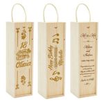 Personalised Wooden Wine Bottle Box, Engraved Champagne Engagement Gift