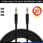 2M to 5M Headphone Aux Cable Audio Lead 3.5mm Jack to Jack Stereo PC Car Male