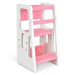 Kids Non-slip Kitchen Step Stool with Double Safety Rails Pink