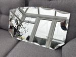 Beautiful Vintage Art Deco Frameless Bevelled Edge Mirror With Chain 27” x 16”