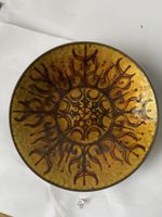 Modernist midcentury modern Enamelled Copper Dish Signed BTW MCM 15cm Wide VGC