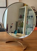 Vintage c1960s/70s Teak dressing Table Mirror Free Standing Diameter 29.5cm