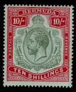 BERMUDA GV SG54, 10s green & carmine/pale bluish green, M MINT. Cat £100.