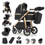 3 in 1 Baby Stroller Travel Pram High Landscape Aluminum Frame Newborn