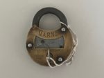 Antique Vintage Marne Brass Padlock With Key. Possibly Ex Military.